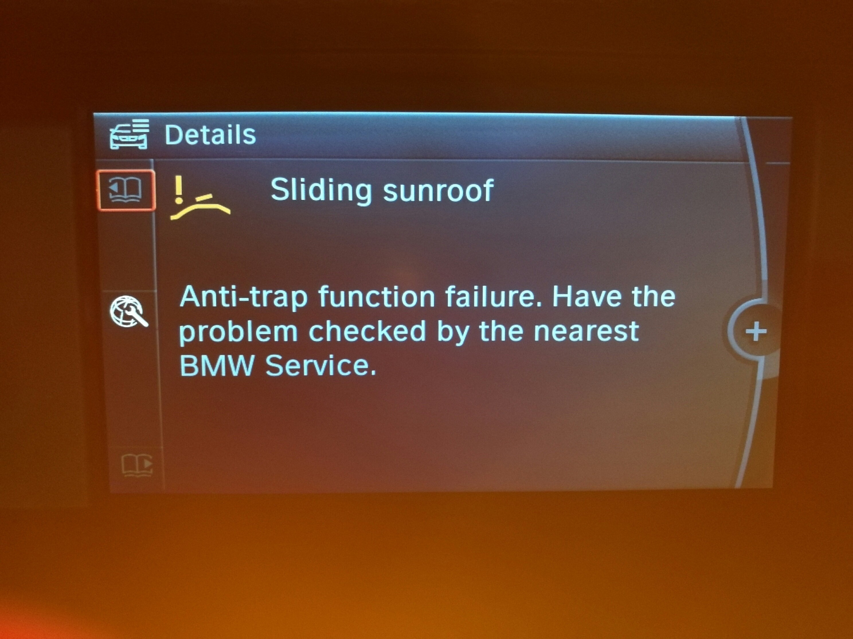 Sliding sunroof antitrap function failure BMWFanatics